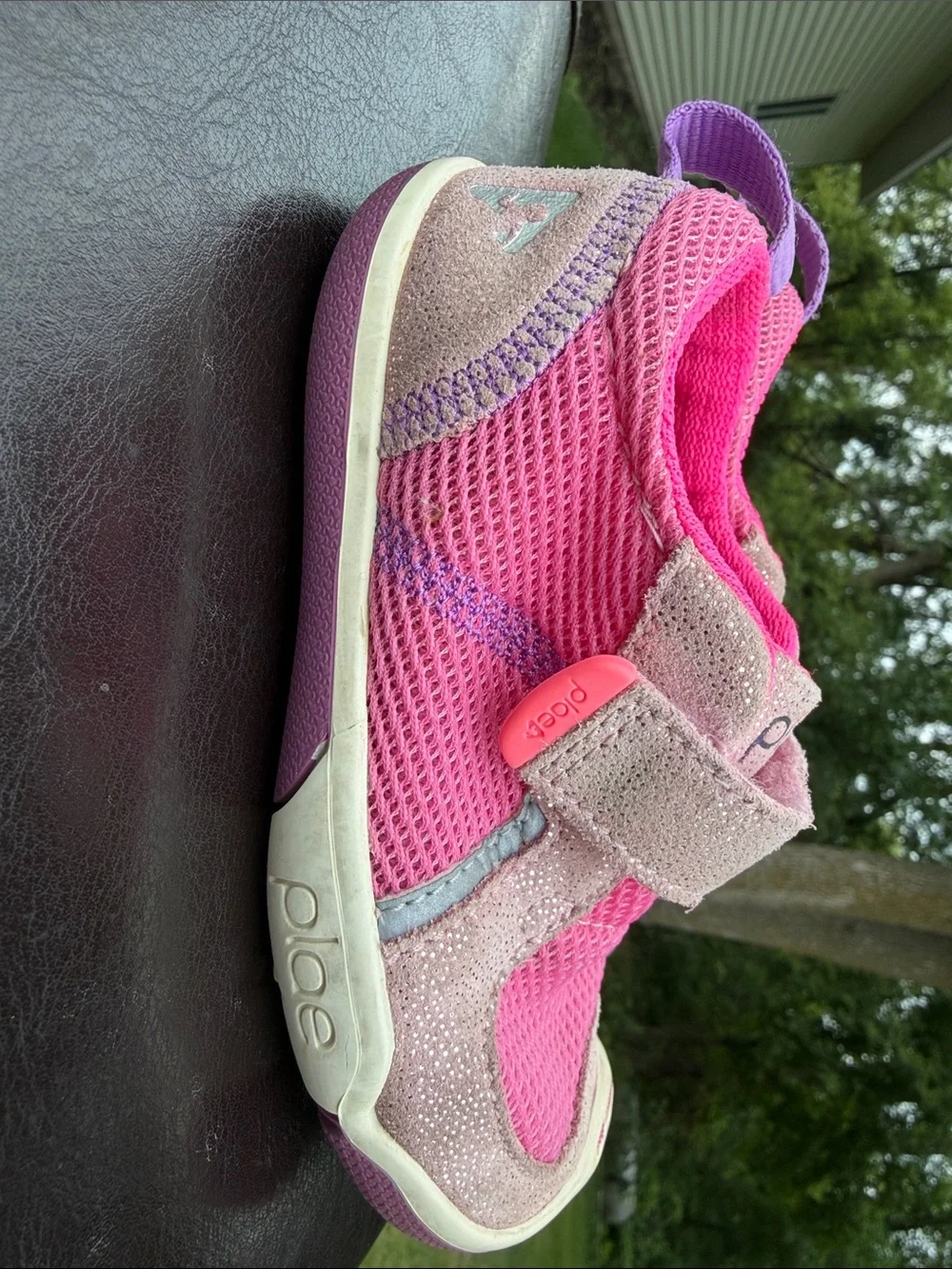 PLAE Kids Pink and Purple Hook-and-Loop Sneakers